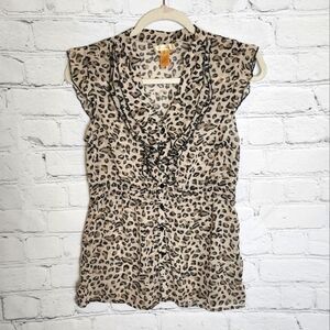 Marisol sheer cheetah print ruffle top size S